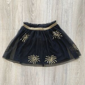 United Colors of Benetton Sequin Tulle Mini Skirt Black Gold Girls Size M 7-8 yr